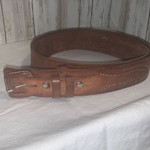 Vintage Hand Tooled Leather Ranger Belt Men’s Size 36